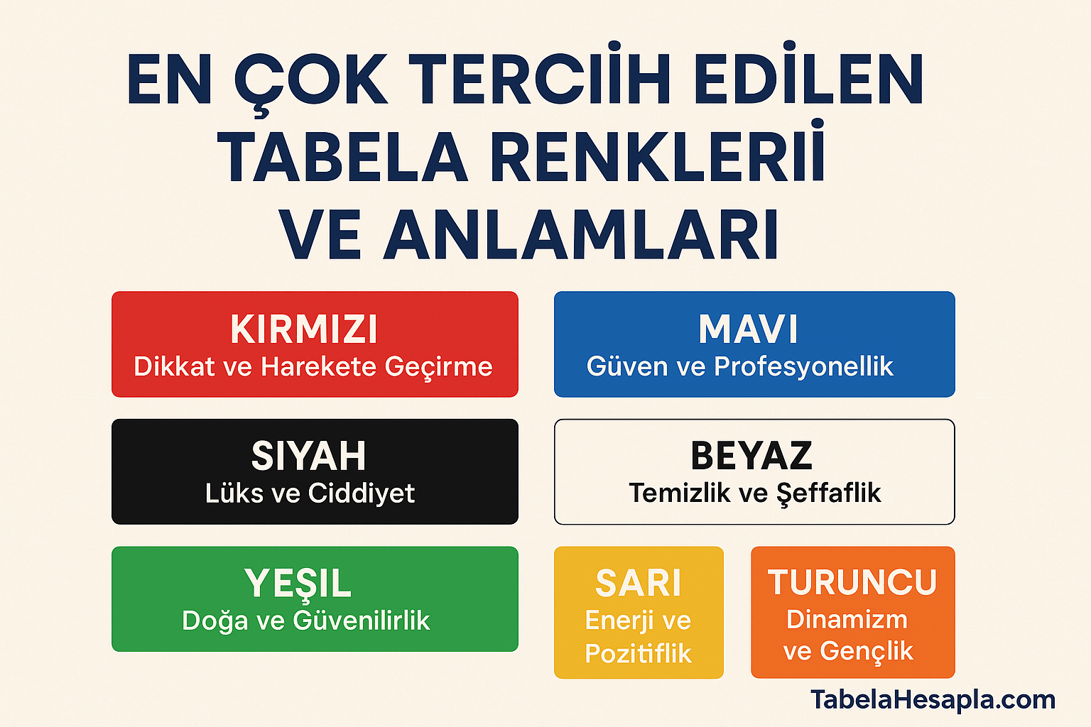 En Çok Tercih Edilen Tabela Renkleri ve Anlamları